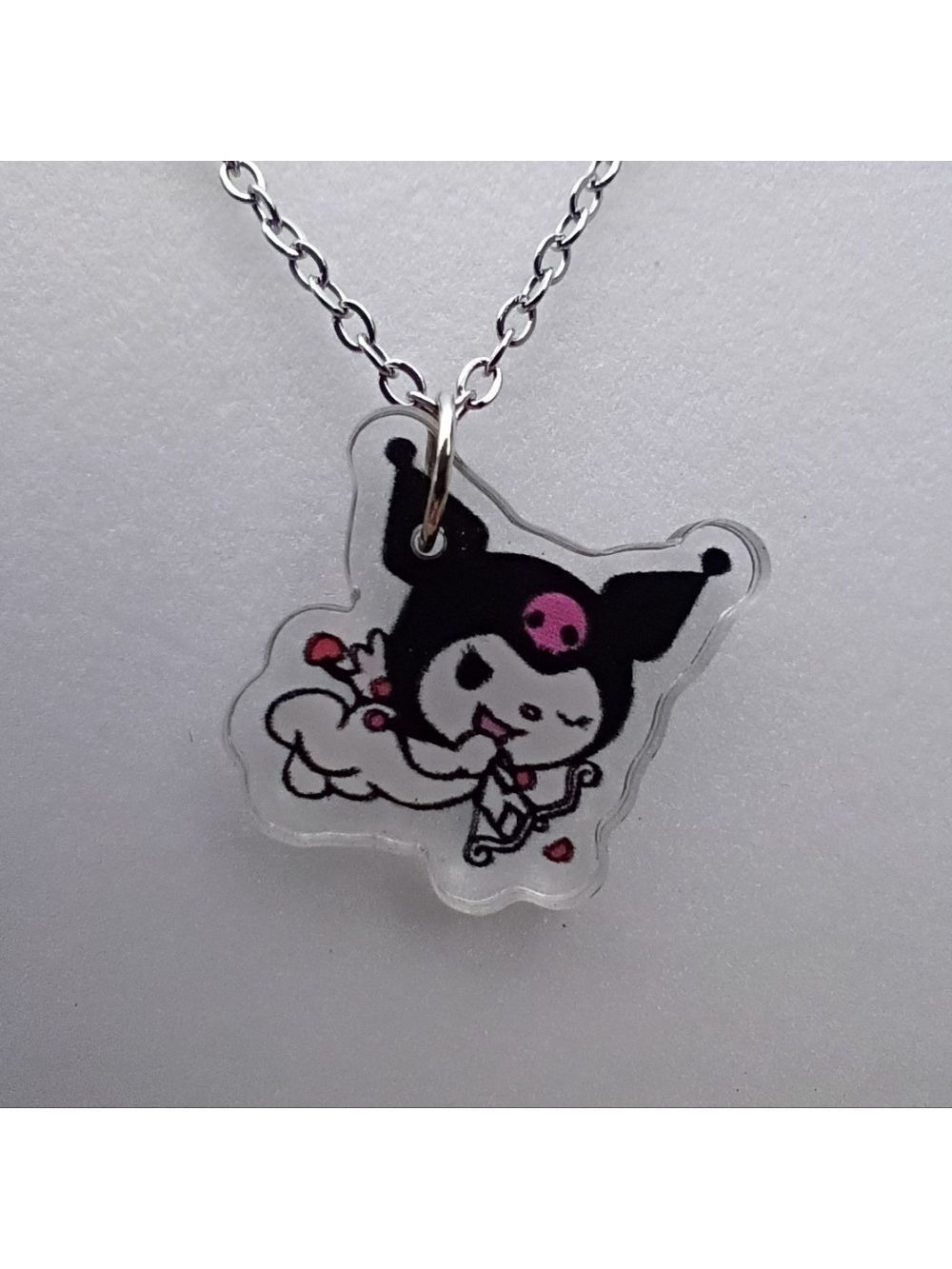 2/$10 Sanrio Stainless Steel Kuromi Acrylic Charm Necklace